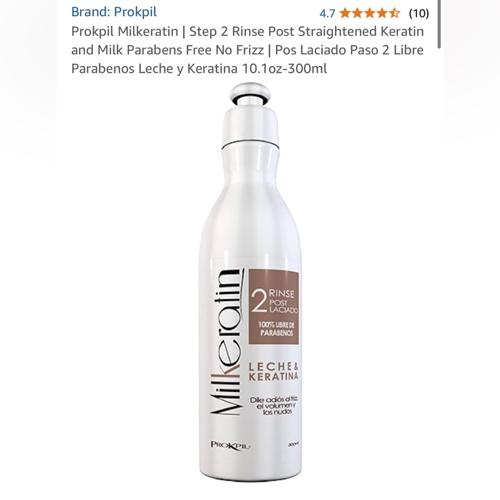NEW Prokpil Milkeratin Step 2 Rinse Post Straightened Keratin Milk Parabens Free